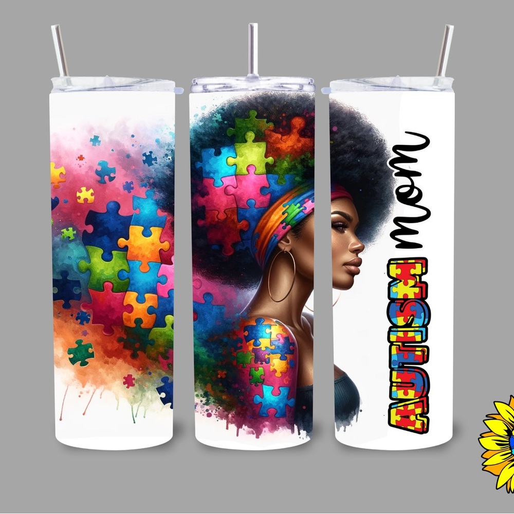 Colorful Autism Mom Tumbler